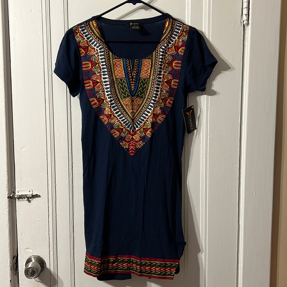 D'Iyanu Women's Tunic Dress African Print Stretch Woven NWT Sz S